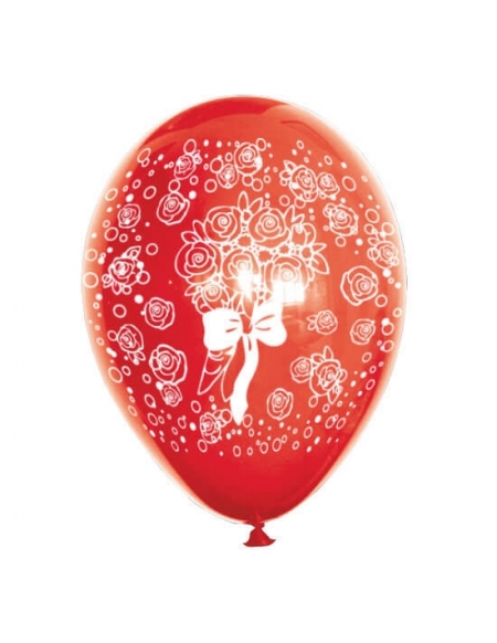 Globos Bouquet Flores Latex Redondos 30cm Pastel Rojo