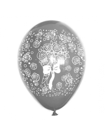 Globos Bouquet Flores Latex Redondos 30cm Metalizado Plata