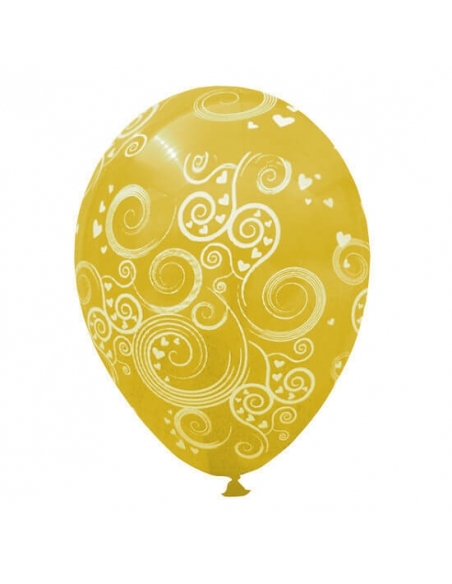 Globos Espiral Latex Redondos 30cm Metalizado Oro