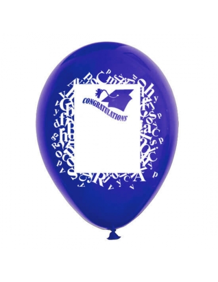 Globos Graduacion Marco Latex Redondos 30cm Metalizado Azul Oscuro