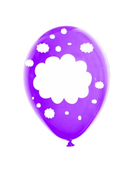 Globos Nubes Marco Latex Redondos 30cm Pastel Purpura