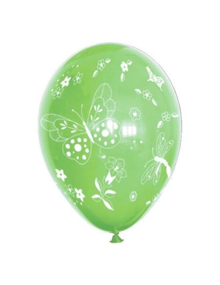 Globos Mariposas y Flores Latex Redondos 30cm Pastel Verde Claro