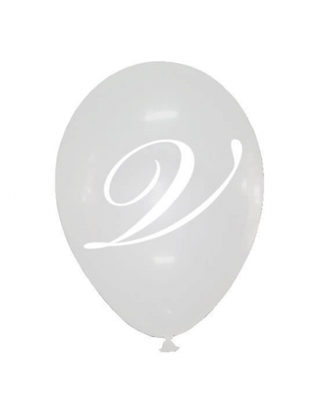 Globos Letra V Latex Redondo 30cm Cristal