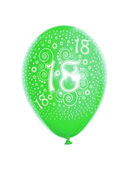 Globos Numero 18 Latex Redondo 30cm M01 Verde