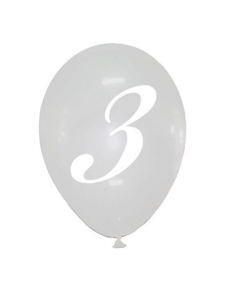 Globo Numero 3 Latex Redondo 30cm Cristal