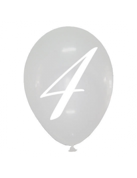 Globo Numero 4 Latex Redondo 30cm Cristal