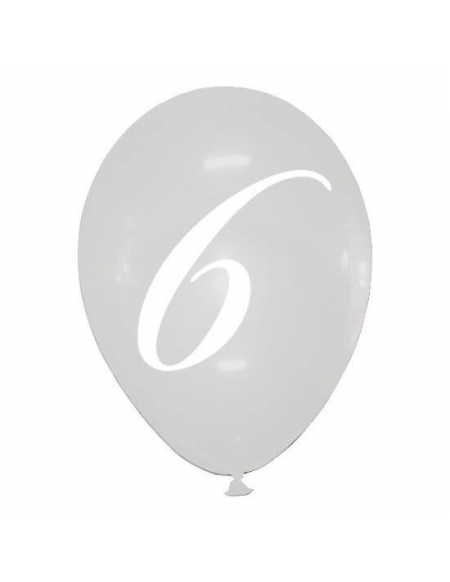 Globo Numero 6 Latex Redondo 30cm Cristal