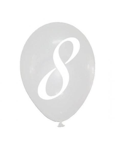 Globo Numero 8 Latex Redondo 30cm Cristal