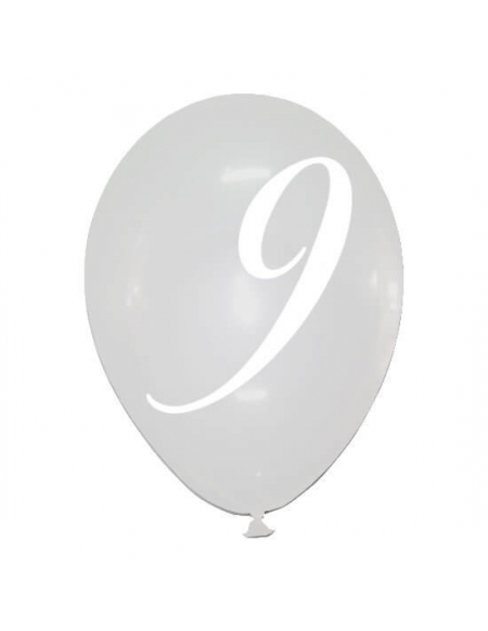 Globo Numero 9 Latex Redondo 30cm Cristal