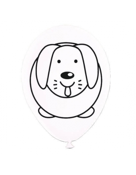 Globo Perro Latex Redondos 30cm Pastel Blanco