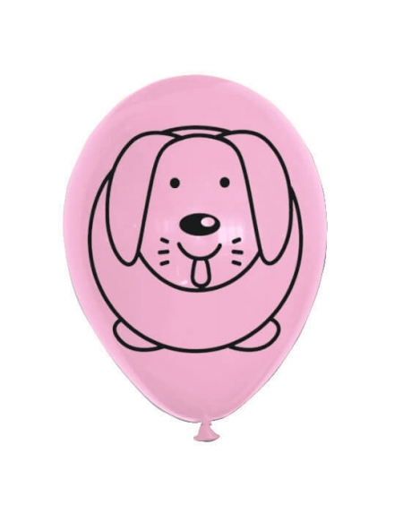 Globo Perro Latex Redondos 30cm Pastel Rosa