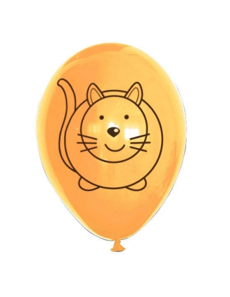 Globo Gato Latex Redondo 30cm Pastel Naranja