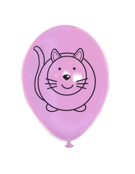 Globo Gato Latex Redondo 30cm Pastel Rosa