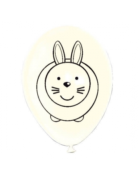 Globo Conejo Latex Redondos 30cm Pastel Blanco