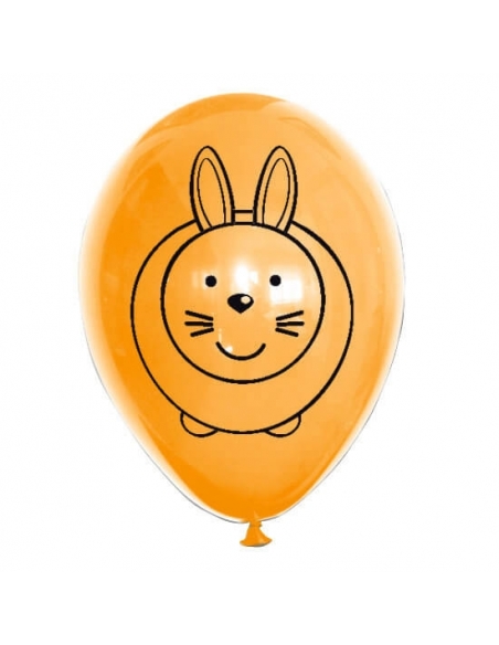 Globo Conejo Latex Redondos 30cm Pastel Naranja