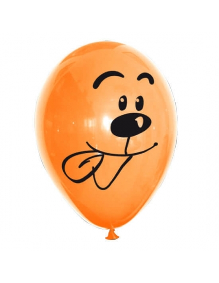 Globo Cara Perrito Latex Redondos 30cm Pastel Naranja