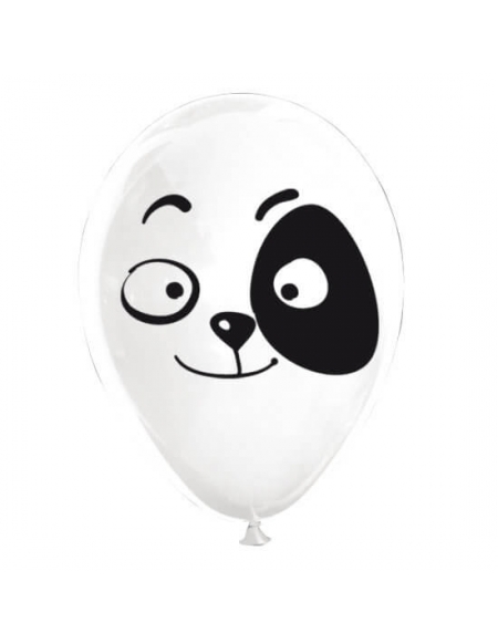 Globo Cara Panda Latex Redondos 30cm Pastel Blanco