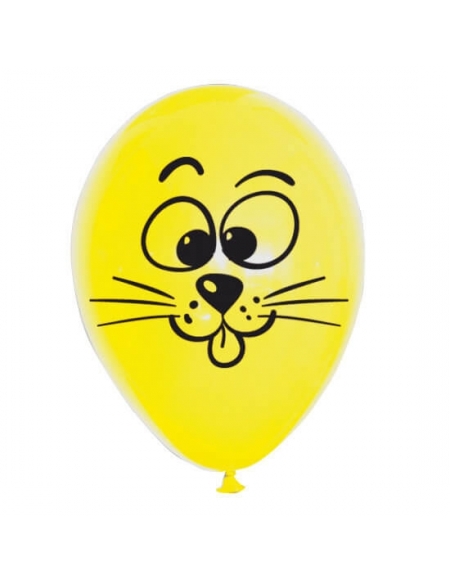 Globo Cara Gatito Latex Redondos 30cm Pastel Amarillo