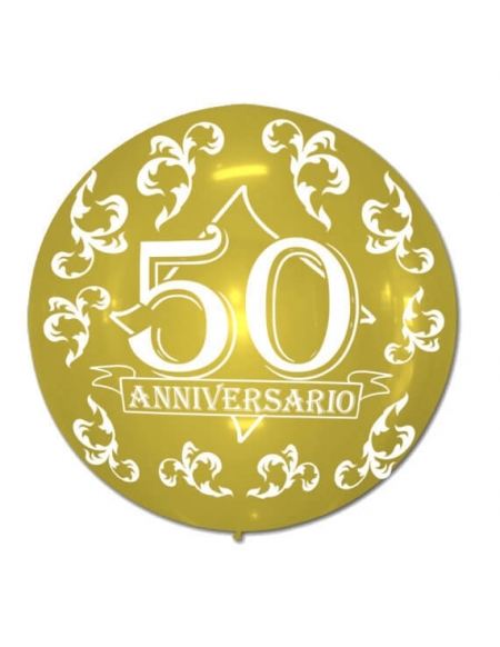 Globos 50 Aniversario Latex Esferico 75cm Metalizado Oro
