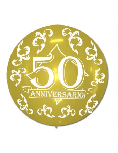 Globos 50 Aniversario Latex Esferico 75cm Metalizado Oro