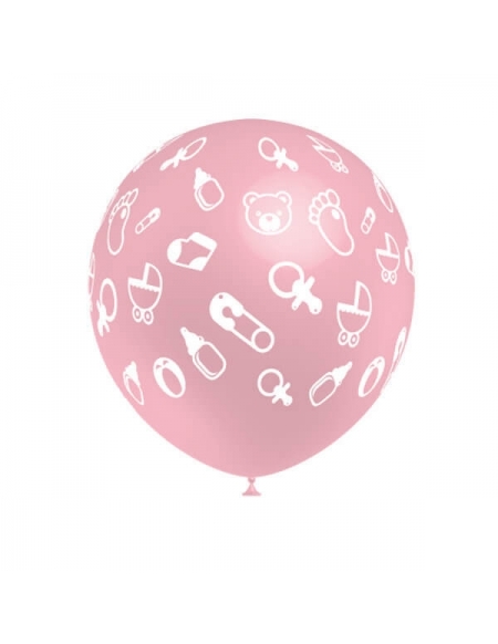 Globo Latex Redondo 32cm Baby Shower Rosa Metalizado