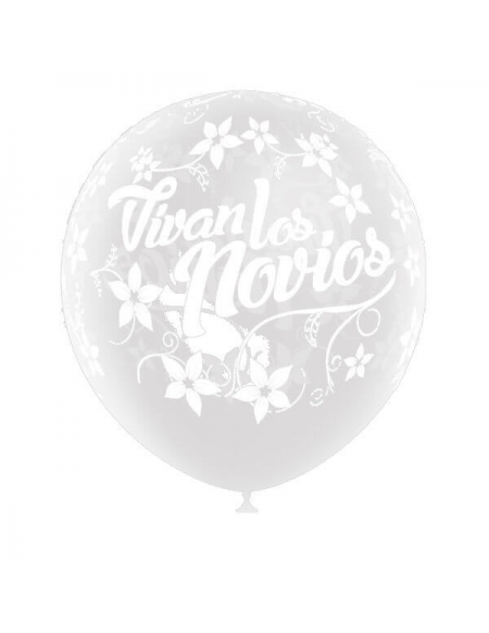 Globo Latex Redondo 32cm Vivan Los Novios Transparente