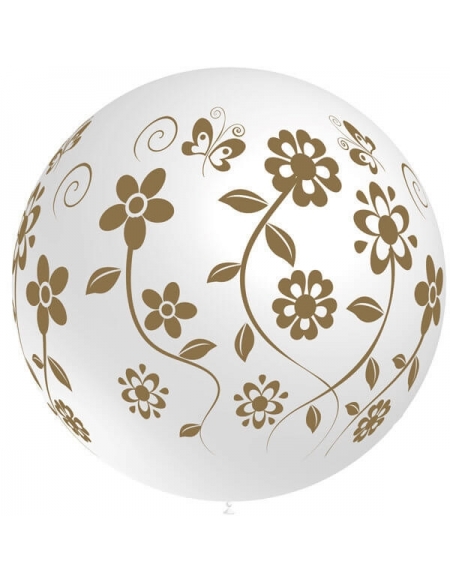 Globo Latex Redondo 90cm Flores Boda Blanco