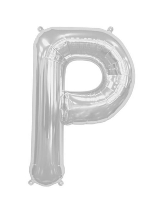 Globo Letra P de 86cm Plata - Foil Poliamida - NSB00211