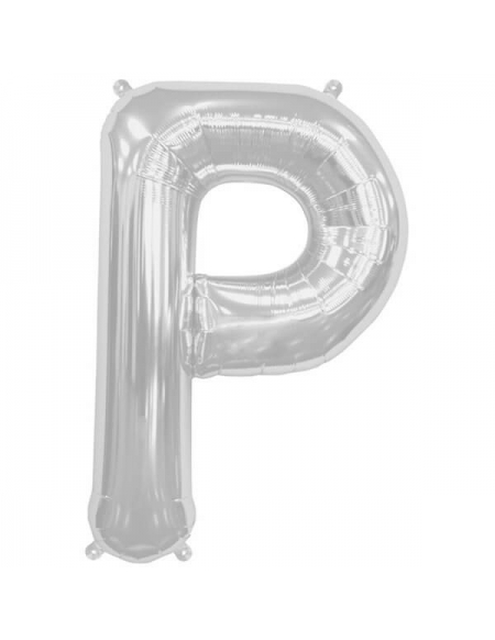 Globo Letra P de 86cm Plata - Foil Poliamida - NSB00211