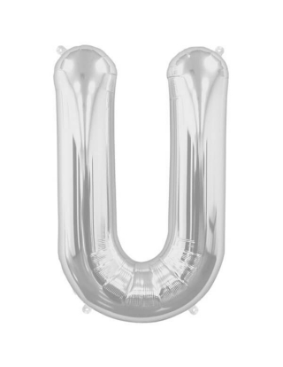 Globo Letra U de 86cm Plata - Foil Poliamida - NSB00216