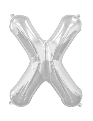 Globo Letra X de 86cm Plata - Foil Poliamida - NSB00219