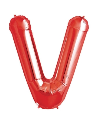 Globo Letra V de 86cm Roja - Foil Poliamida - NSB00243