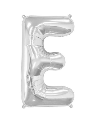 Globo Letra E de 41cm Plata - Foil Poliamida - NSB00483