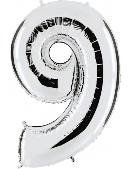 Globo Numero 9 de 100cm Plata - Foil Poliamida - G099S