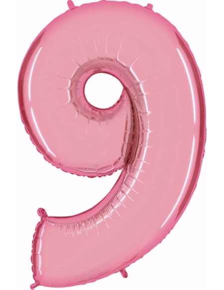 Globo Numero 9 de 100cm Rosa Baby - Foil Poliamida - G079PP