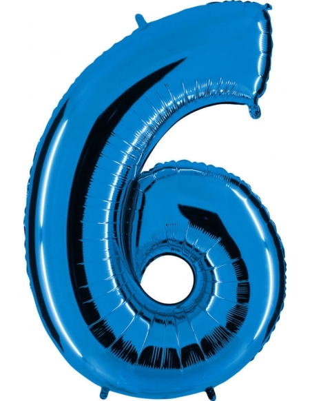 Globo Numero 6 de 100cm Azul - Foil Poliamida - G006B
