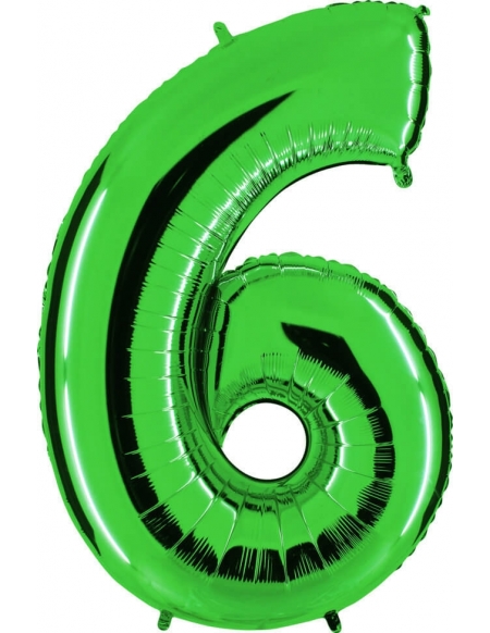 Globo Numero 6 de 100cm Verde - Foil Poliamida - G036GR