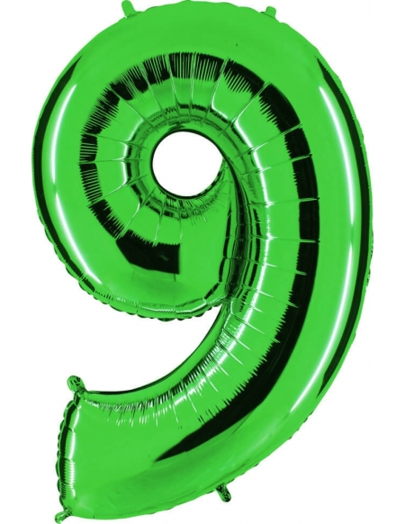Globo Numero 9 de 100cm Verde - Foil Poliamida - G039GR