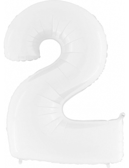 Globo Numero 2 de 100cm Blanco - Foil Poliamida - G932WWH