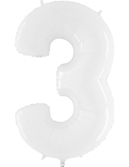 Globo Numero 3 de 100cm Blanco - Foil Poliamida - G933WWH