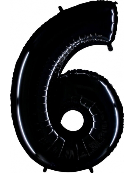 Globo Numero 6 de 100cm Negro - Foil Poliamida - G046K