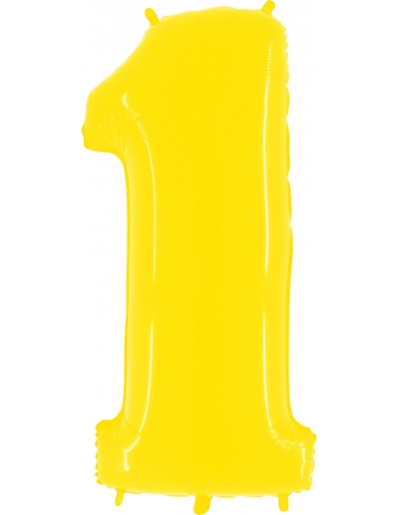Globo Numero 1 de 100cm Amarillo Neon - Foil Poliamida - G941WY