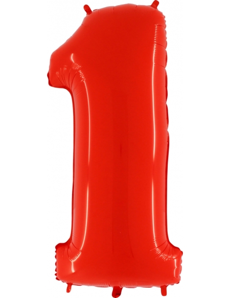 Globo Numero 1 de 100cm Rojo Neon - Foil Poliamida - G911WR