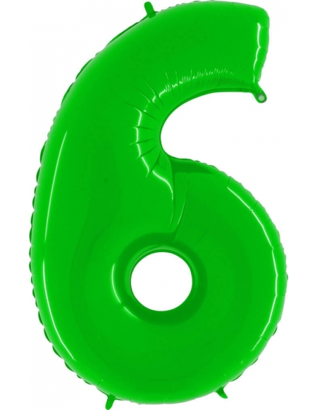 Globo Numero 6 de 100cm Verde Neon - Foil Poliamida - G906WHL