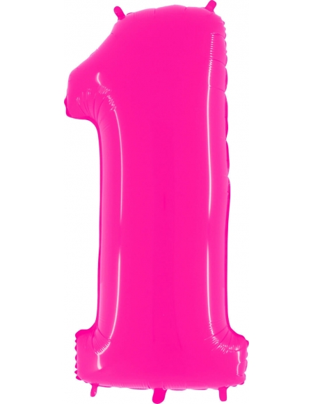 Globo Numero 1 de 100cm Rosa Neon - Foil Poliamida - G921WSP