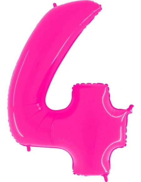 Globo Numero 4 de 100cm Rosa Neon - Foil Poliamida - G924WSP