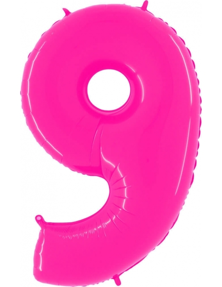 Globo Numero 9 de 100cm Rosa Neon - Foil Poliamida - G929WSP