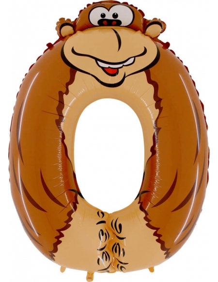 Globo Numero 0 de 100cm Animaloon Gorila - Foil Poliamida - G40-0WE