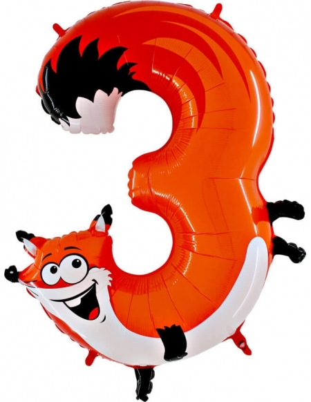 Globo Numero 3 de 100cm Animaloon Zorro - Foil Poliamida - G43-0WE