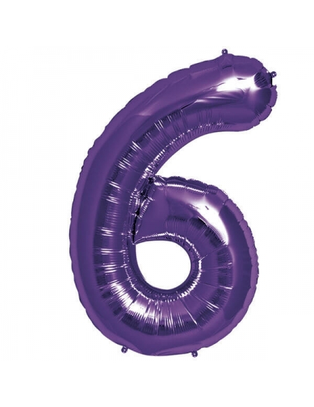Globo Numero 6 de 86cm Purpura - Foil Poliamida - NSB00150